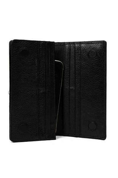 deridense Leather Wallet with Phone Compartment - Genuine Leather Wallet - Long Wallet with Phone Compartment - Black