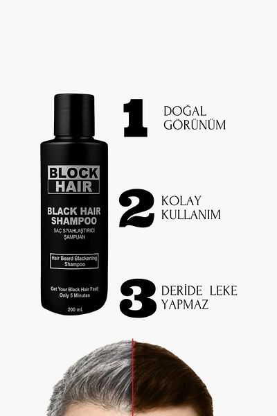 Vemora Black Hair Natural Look and Instantly Effective Shampoo That Darkens White Hair 200 ml