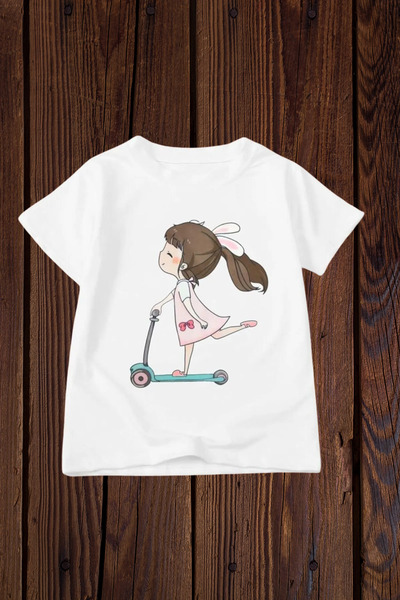 donamod تي شيرت بناتي مطبوع عليه سكوتر جريل