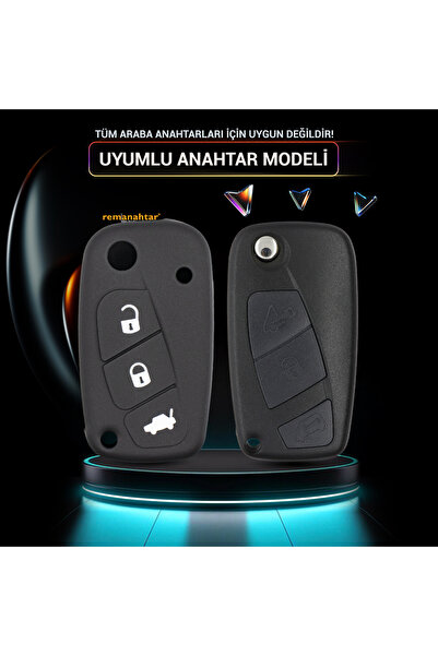 Rem Anahtar Oto Elektronik Anahtar Linea Bravo 3 Button Switch Silicone Key Case - Black