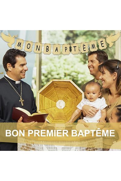 LIVESTN baptism banner, paper, beige/black, 140 cm