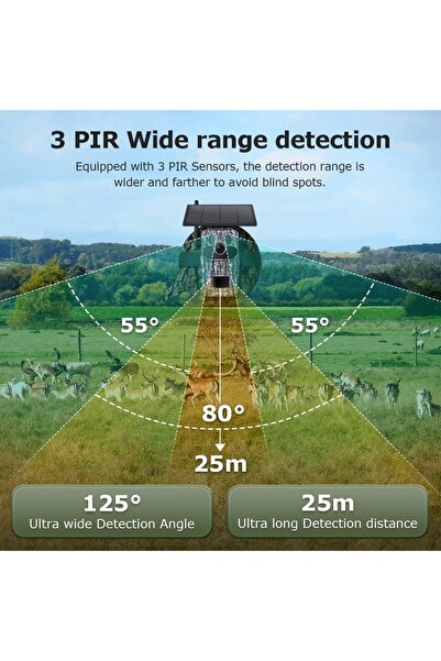 RMZTECH AV-S943H 3MP 4G Solar Foto Kapan No-Glow Kamuflaj Avcılık Doğal Yaşam Kamerası Sim Kartlı