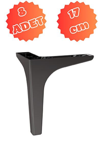 MİSLİNE MODA 17 CM MAT SİYAH (8 ADET) Mobilya Ayağı ,Kanepe Ayağı, Koltuk Aya...