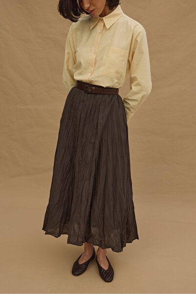 Fahhar تنورة مطوية من الأمام أنثراسايت