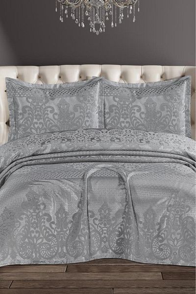 Çeyiz Diyarı Royal Chenille Double Bedspread 240X260 cm Gray