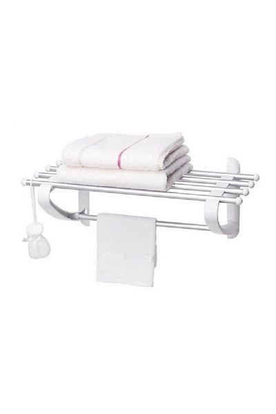 rexa Wall Mounted Sturdy High-Quality Aluminium Towel Holder Rack White and Silver