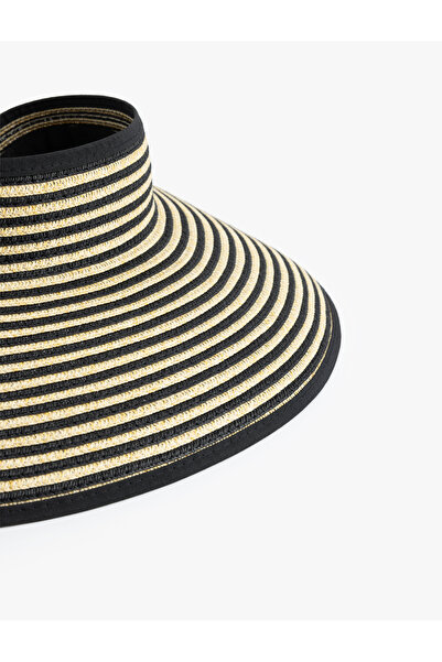 Koton Large Striped Straw Visor Hat