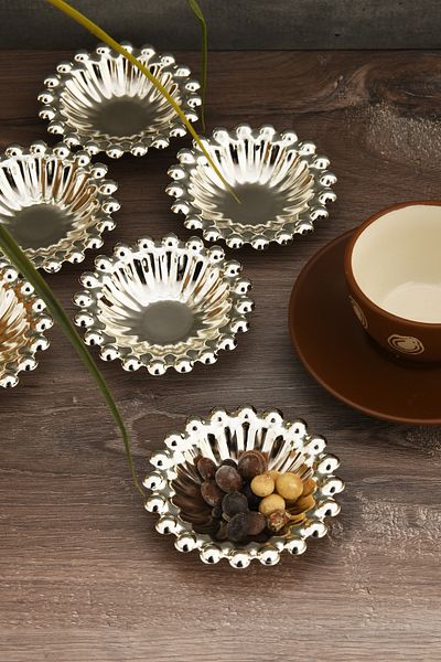 AKSESUAR EVRENİ Welin's Silver Set of 6 Sugar Bowl Turkish Delight Bowl Snack Bowl Coffee Side Presentation Bowl Decorative Bowl