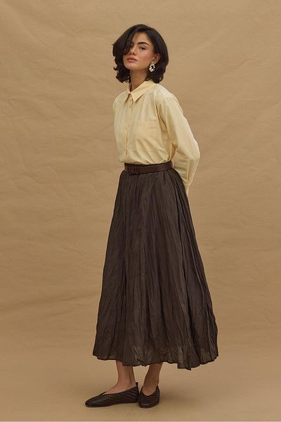 Fahhar Pleated Crash Skirt Anthracite