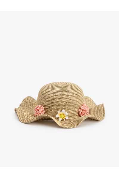 Koton Straw Hat with Flower Detail