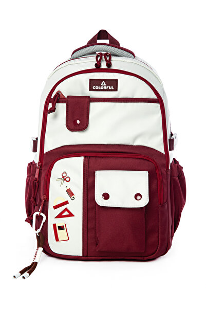 Colorful حقيبة ظهر كارلوس كلاريت ريد - حقيبة مدرسية مع حجرة للكمبيوتر المحمول...