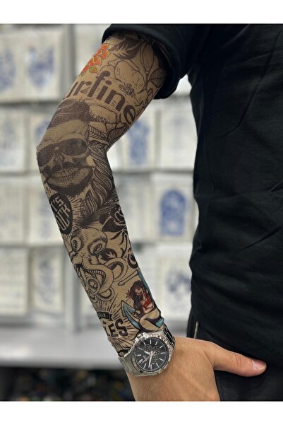 Arescollection 3d baskılı giyilebilir likralı yıkanabilir kol ve bacak dövmesi 1 adet