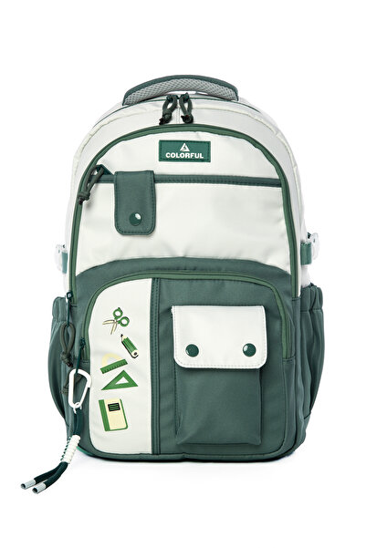 Colorful Σακίδιο πλάτης Carlos Khaki - Σχολική τσάντα με θήκη για φορητό υπολογιστή Δημοτικό - Γυμνάσιο - Λύκειο