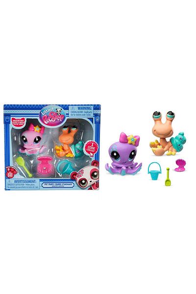 Littlest Pet Shop Miniatures 2-Piece Figure Set S3 - 154&155 Octopus and Hermit Crab