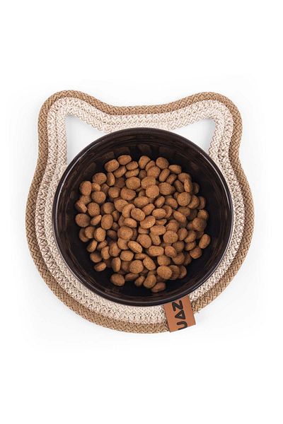 GOBYPET Small Size Round Jute Cat Dog Food Mat with Ears, Straw Pet Mat, Multi-Purpose Mat 1