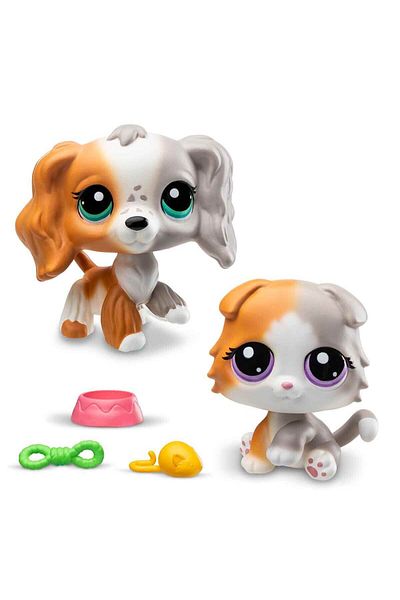 Littlest Pet Shop Miniatures 2-Piece Figure Set S3 - 153&152 Spanish Dog and Scottish Fold Longh