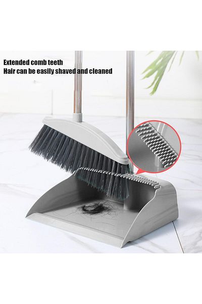 rexa Windproof Soft Brush Broom Set – Extra Long Stainless Steel Handle, Non-Stick Hair Dustpan