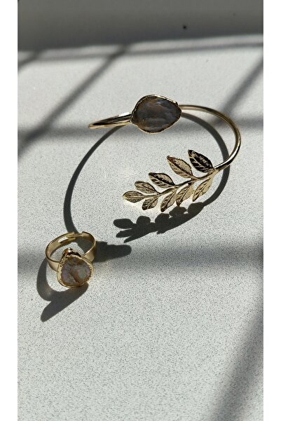 Vip İthal Vip Altın Kaplama Doğal İnci Taşlı Helen Kelepçe Modelimiz ve Yüzüğü