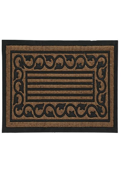 HONEYBEE Rectangular Shaped Rubber and Coir Wrought Pan Door Mat