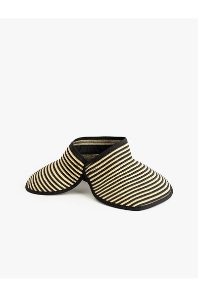 Koton Large Striped Straw Visor Hat