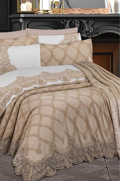 Çeyiz Diyarı Dowry Land Palace 10 Piece Dowry Set with Blanket Beige