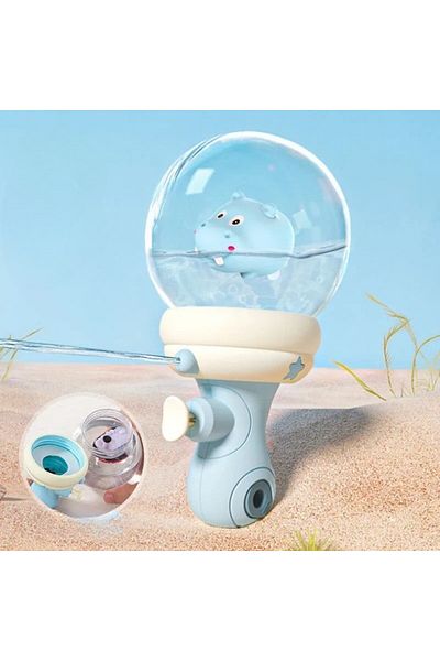 Flippy Water Blaster For Kids, Multifunctional, 300ml, Hippo Model, 9x9x17 Cm, Plastic, Blue