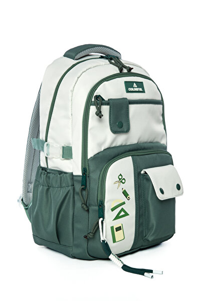 Colorful Carlos Backpack Khaki - School Bag with Laptop Compartment Elementary School - Middle School - High School