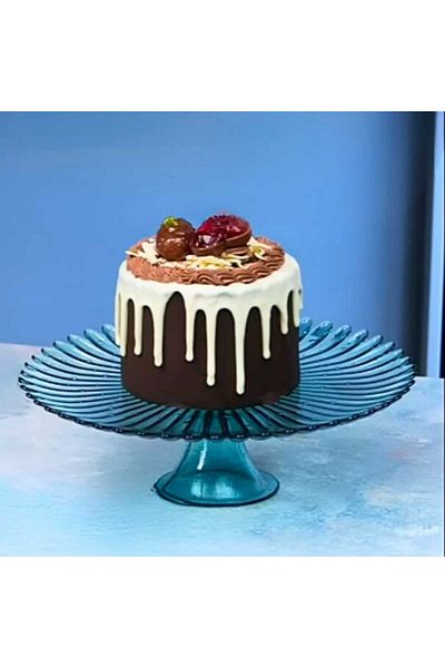 Colorina Flower Patterned Footed Cake, Pie Plate 32 cm
