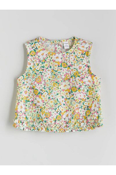 LC Waikiki Lcw Kids Floral Poplin Girls Blouse and Shorts 2-Piece (S5)