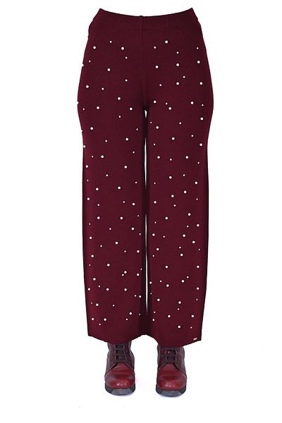 Invee Pantaloni de tricotaj İnci Roșu Claret