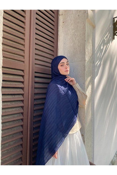 MENESSA Piliseli Bambu Şal Lacivert