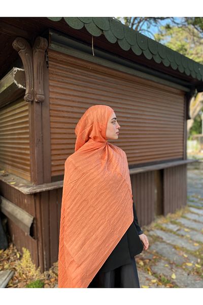 MENESSA Pleated Bamboo Shawl Coral