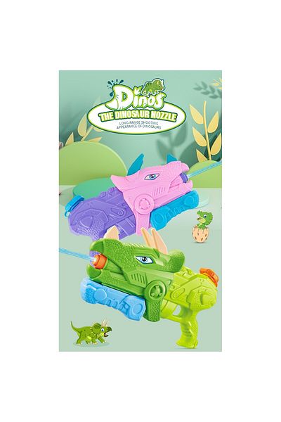 Flippy Water Blasters for Kids, Tank, For Pool/Beach, Flippy, 6 years+, Triceratops, 3 Nozzles, Pink, 640ML