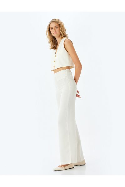 Koton New Season Comfortable Fit Wide Leg High Waist Trousers