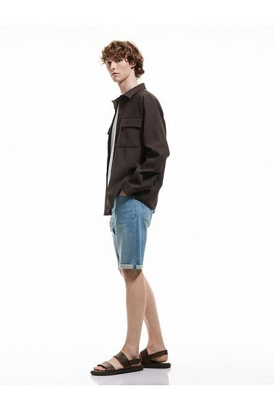 Koton Folded Leg Bermuda Slim Fit Denim Shorts
