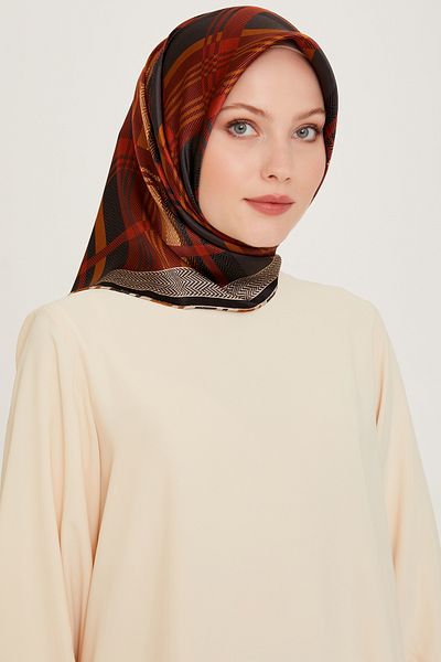 Armine Μεταξωτό κασκόλ Twill 9223D-85 Πλακάκι με καρό σχέδιο