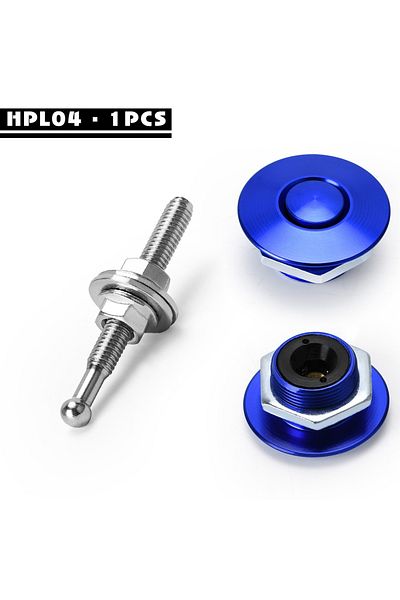 Choice HPL04 Blue Universal 32mm/1.25" Push Button Billet Hood Pins Lock Clip Kit Engine Bonnets Lock Alumi