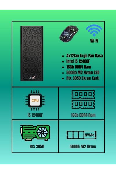 RAMTECH BİLGİSAYAR RMT2306 İ5 12400F | RTX 3050 6GB | 16GB Ram | 500GB M2 Nvm...