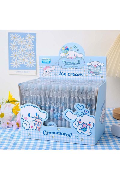Miniso 12pcs random 6/12pcs Children Cartoon Gel Pen Kawaii Cinnamoroll Stationery 0.5mm Black With Metal H