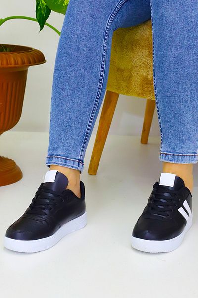 Weynes Unisex Black 2 Stripe Lace-Up Casual Sports Shoes Wsb4082