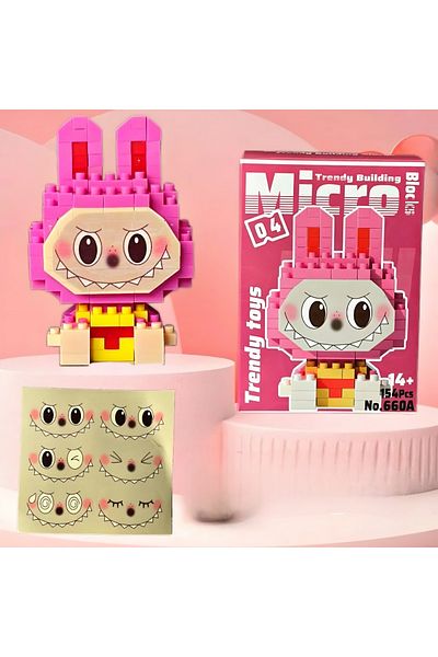 DEK Bricks Labubu Figure Toy Building Set Pink - Yellow - Red 3D Collectible Hobby Gift