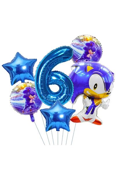 Miniso 1pack 6pcs 1 Set Ultimate Flash Sonic Birthday Balloons Set Sonic Helium Globos for Kids Boy Birthda