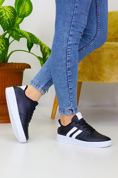 Weynes Unisex Black 2 Stripe Lace-Up Casual Sports Shoes Wsb4082