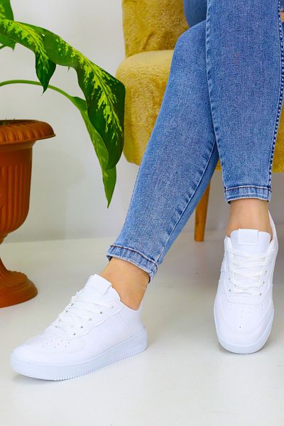 Weynes Unisex Λευκά 2 ρίγες με κορδόνια casual αθλητικά παπούτσια WSB4082