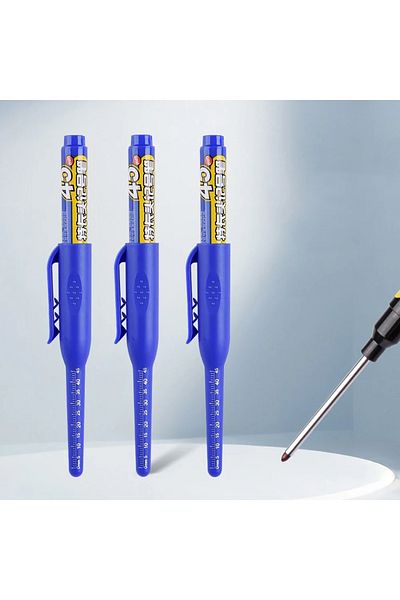 Choice 3X Blue 45mm Deep Hole Long Nib Head Markers Deep Drill Hole Long Nib Scriber Multifunction Mechanic