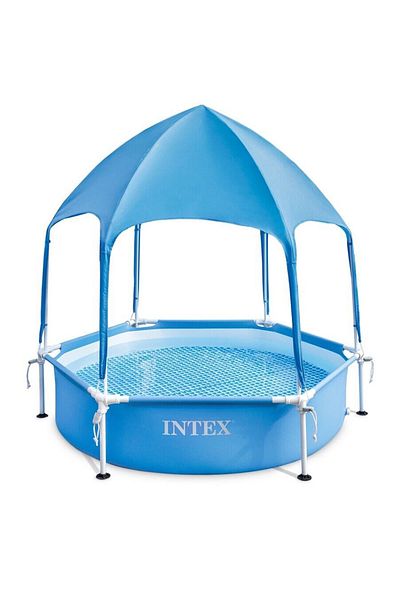 SERSIMO Piscina Rotunda Cu Cadru Meltalic Si Parasolar Canopy Intex 28290np, D183xh38 Cm