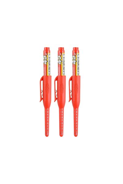 Choice red pen 3pcs 45mm Waterproof Deep Hole Marker Pens Long Nib Head Carpenter Pen Black/Blue/Red Ink fo