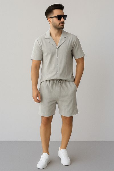 tiggirmoda Ottoman Fabric Short Sleeve Shirt Shorts Set