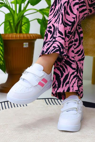 Weynes Children's Pink 2-Stripe Velcro Casual Sport Shoes Wsb4074