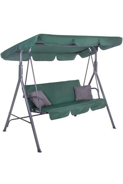 SERSIMO Luna Rocking Swing With Cushions For Terrace Or Garden, 3 Seats, 220kg, Green